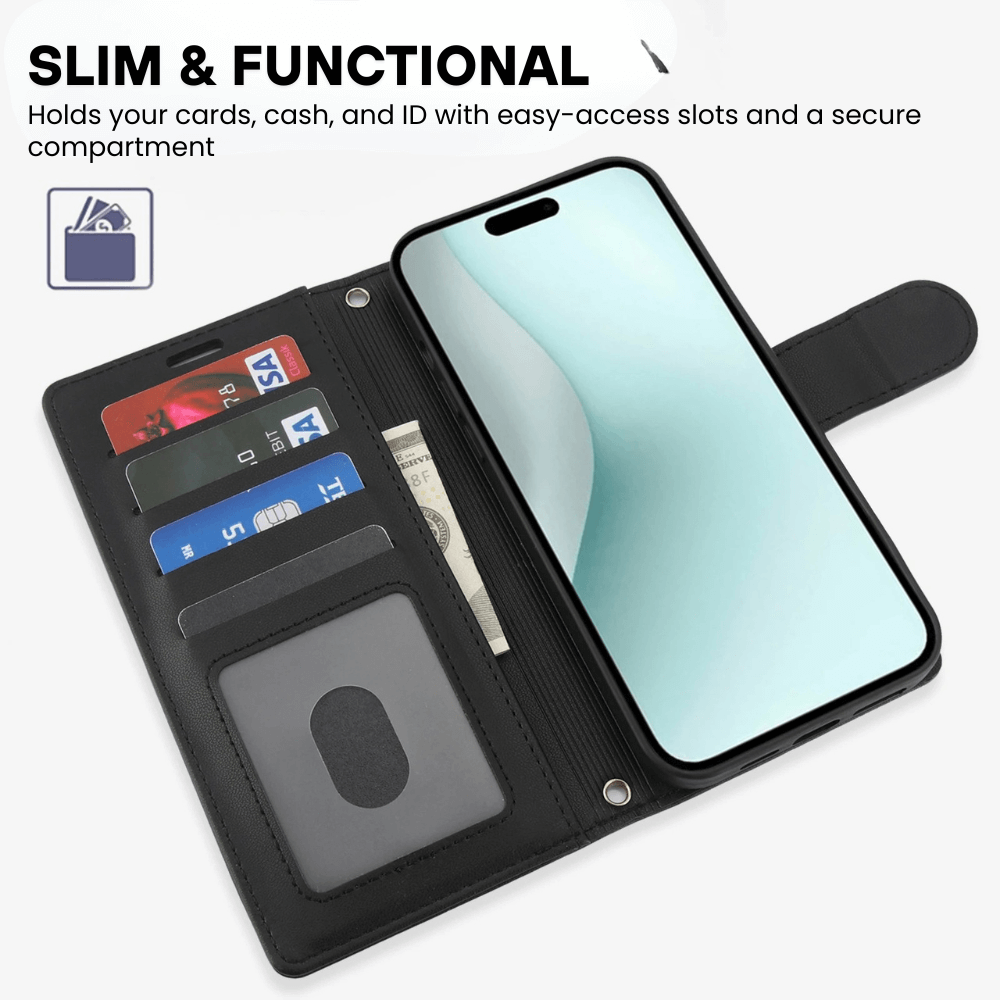 Saeta Shockproof Leather Flip Wallet iPhone Case - Astra Cases