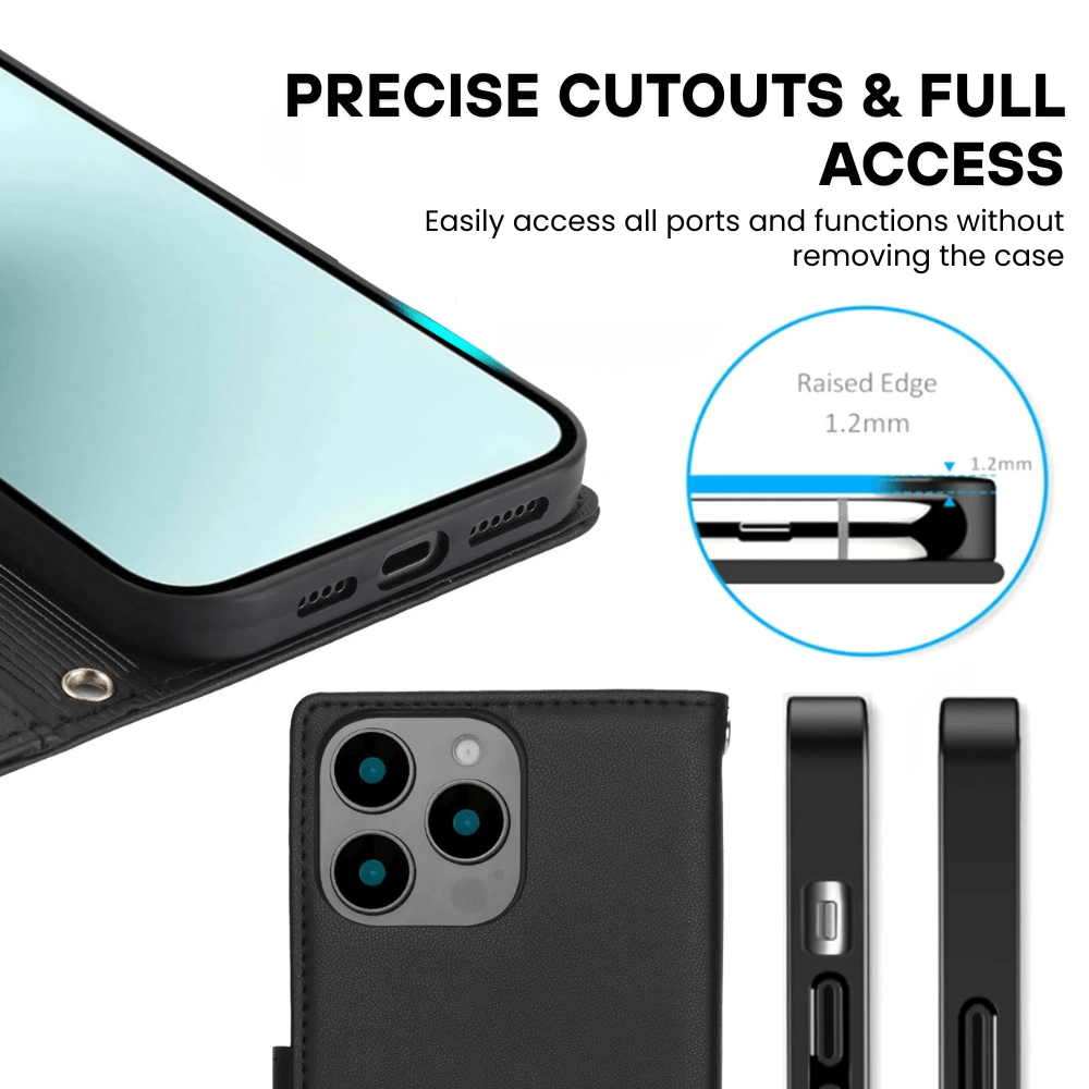 Saeta Shockproof Leather Flip Wallet iPhone Case - Astra Cases