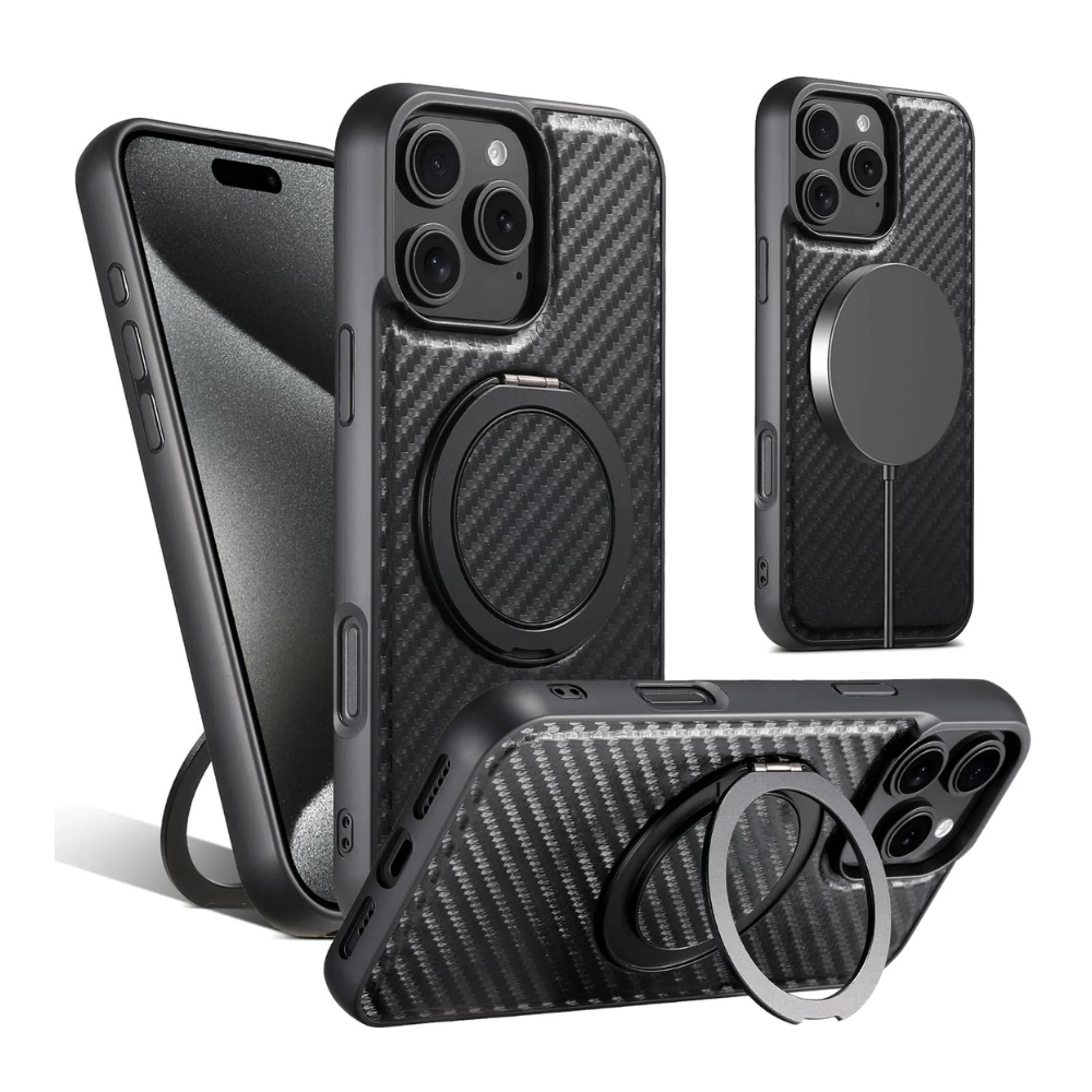 Frons Carbon Fiber Shockproof iPhone Case With Kickstand
