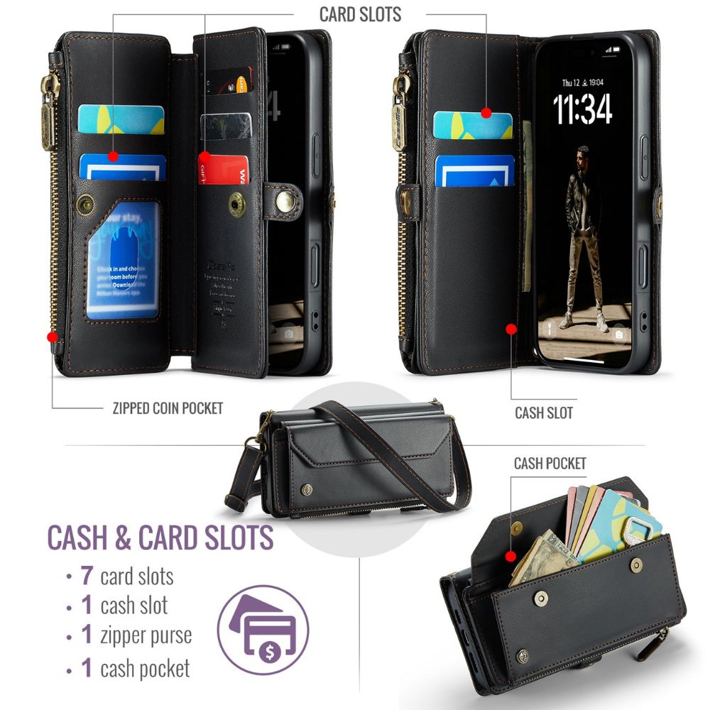 Cervus RFID Blocking Wallet Case With Crossbody Strap And Lanyard