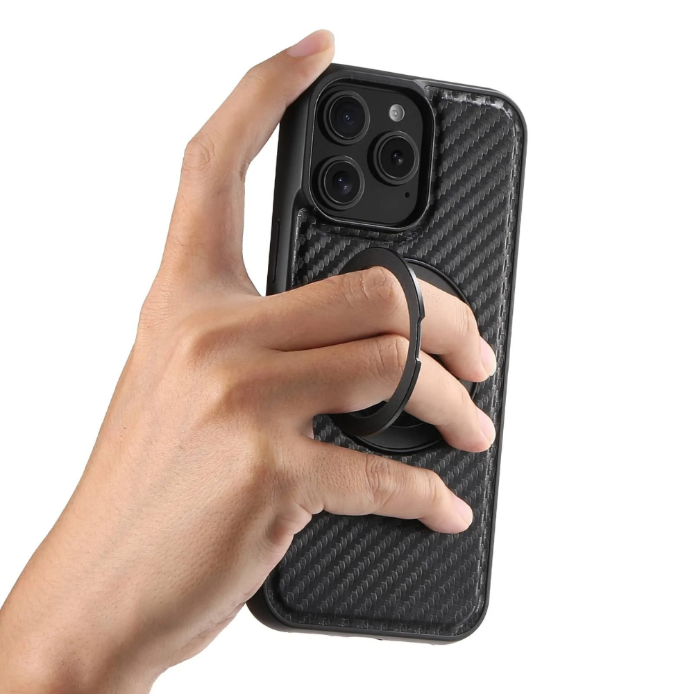 Frons Carbon Fiber Shockproof iPhone Case With Kickstand