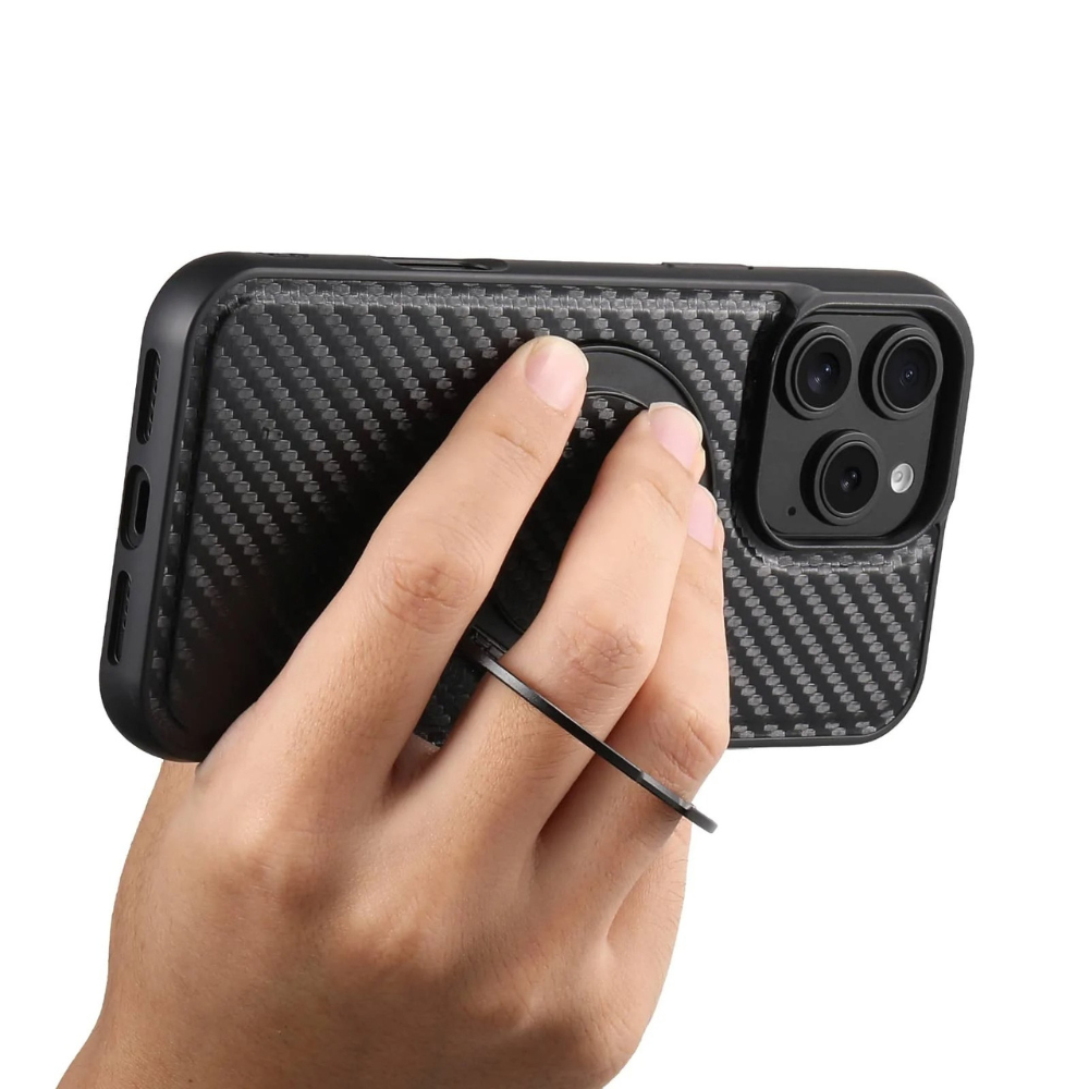 Frons Carbon Fiber Shockproof iPhone Case With Kickstand