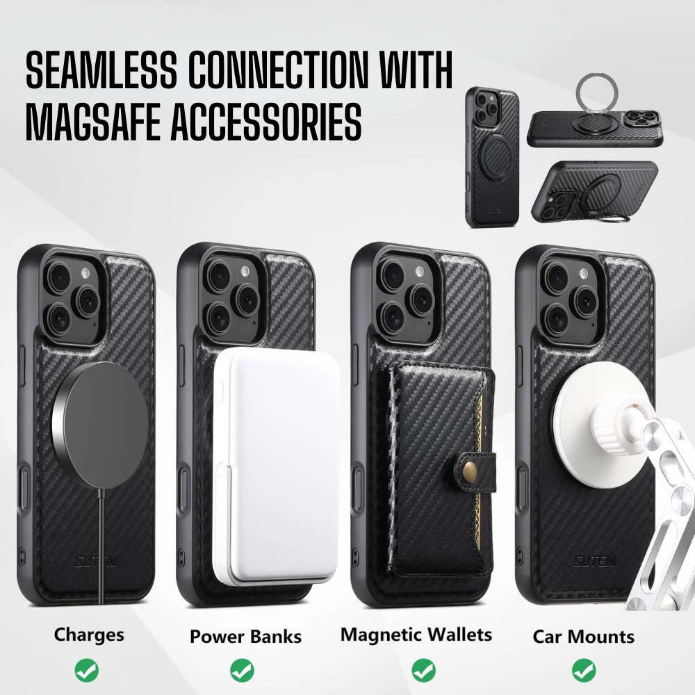 Frons Carbon Fiber Shockproof iPhone Case With Kickstand