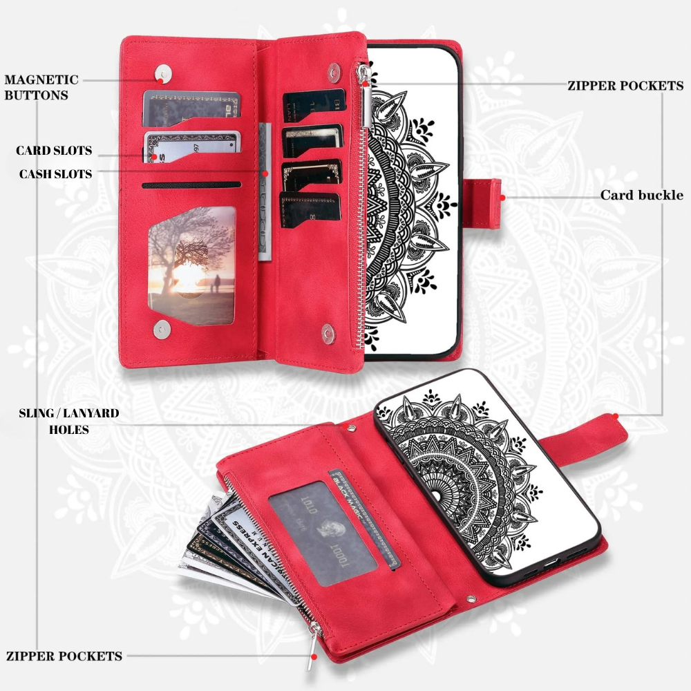 Erro Magnetic Leather Wallet Case With Straps For Galaxy A Series