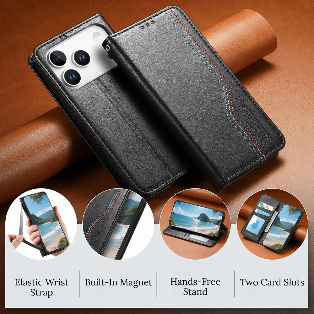 Civis Leather Wallet Flip iPhone Case - Astra Cases