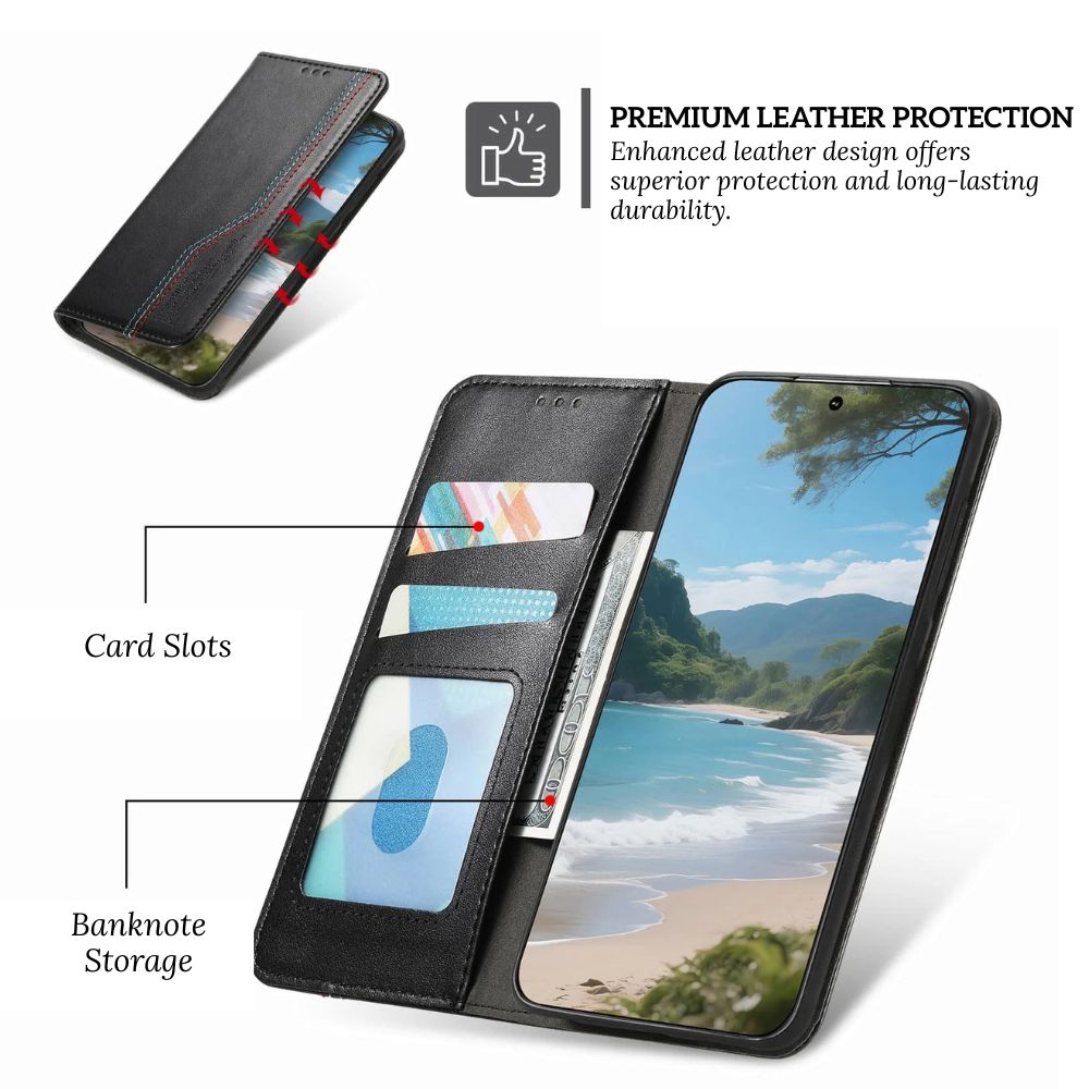 Civis Leather Wallet Flip iPhone Case
