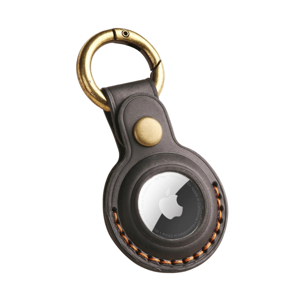 Custodia Genuine Leather AirTag Case With Metal Keyring