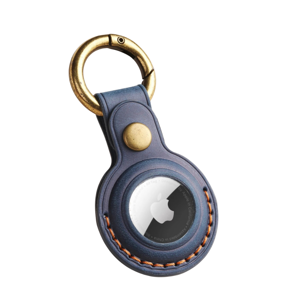 Custodia Genuine Leather AirTag Case With Metal Keyring