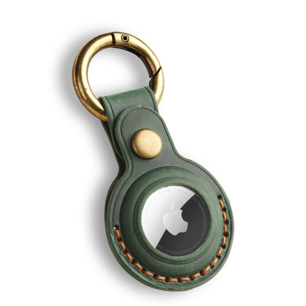 Custodia Genuine Leather AirTag Case With Metal Keyring