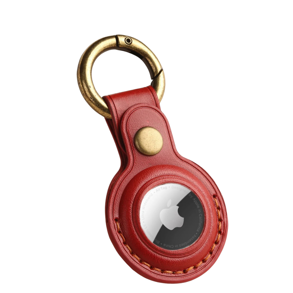 Custodia Genuine Leather AirTag Case With Metal Keyring