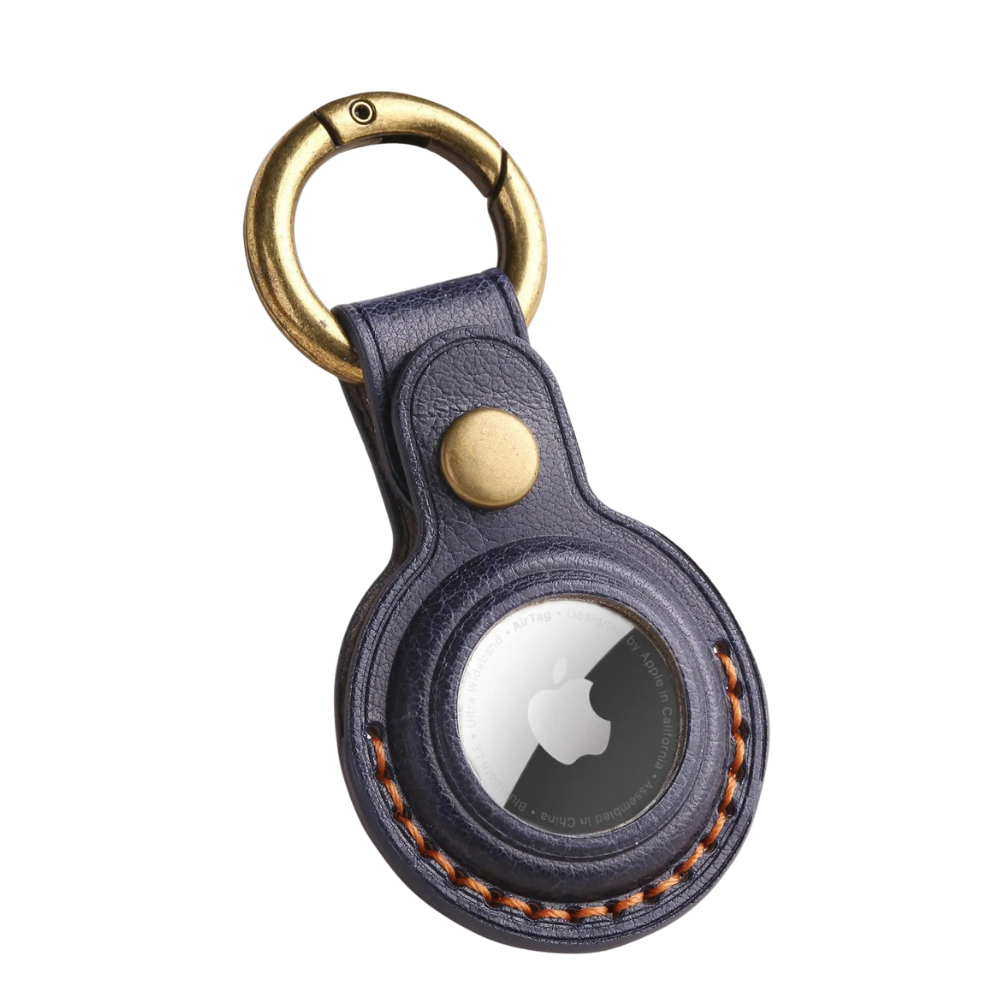 Custodia Genuine Leather AirTag Case With Metal Keyring