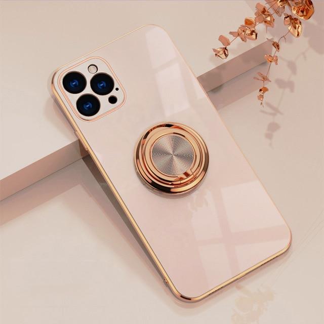 Aere Luxury Plated iPhone Case With Ring For Series 14-16