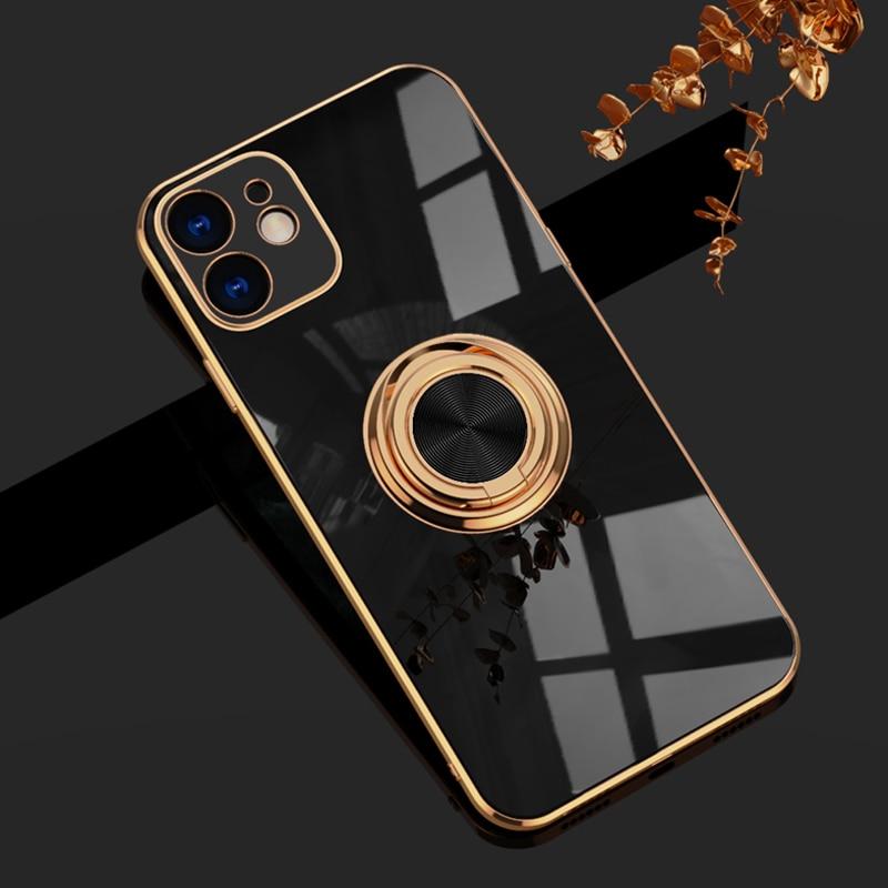 Aere Luxury Plated iPhone Case With Ring For Series 14 and 15