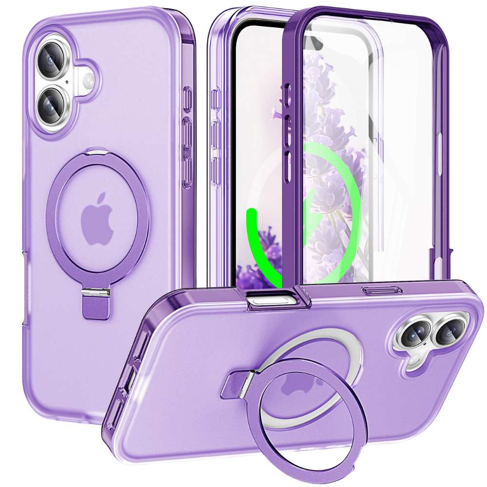 Dives Shockproof Matte iPhone Case With Screen Protector And Ring Holder
