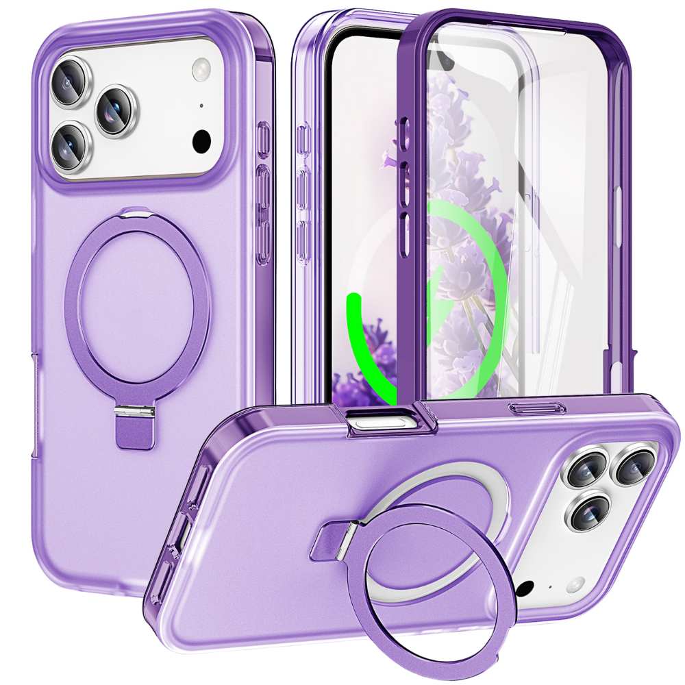 Dives Shockproof Matte iPhone Case With Screen Protector And Ring Holder