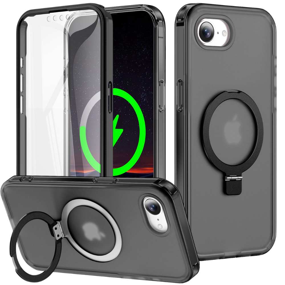 Dives Shockproof Matte iPhone Case With Screen Protector And Ring Holder