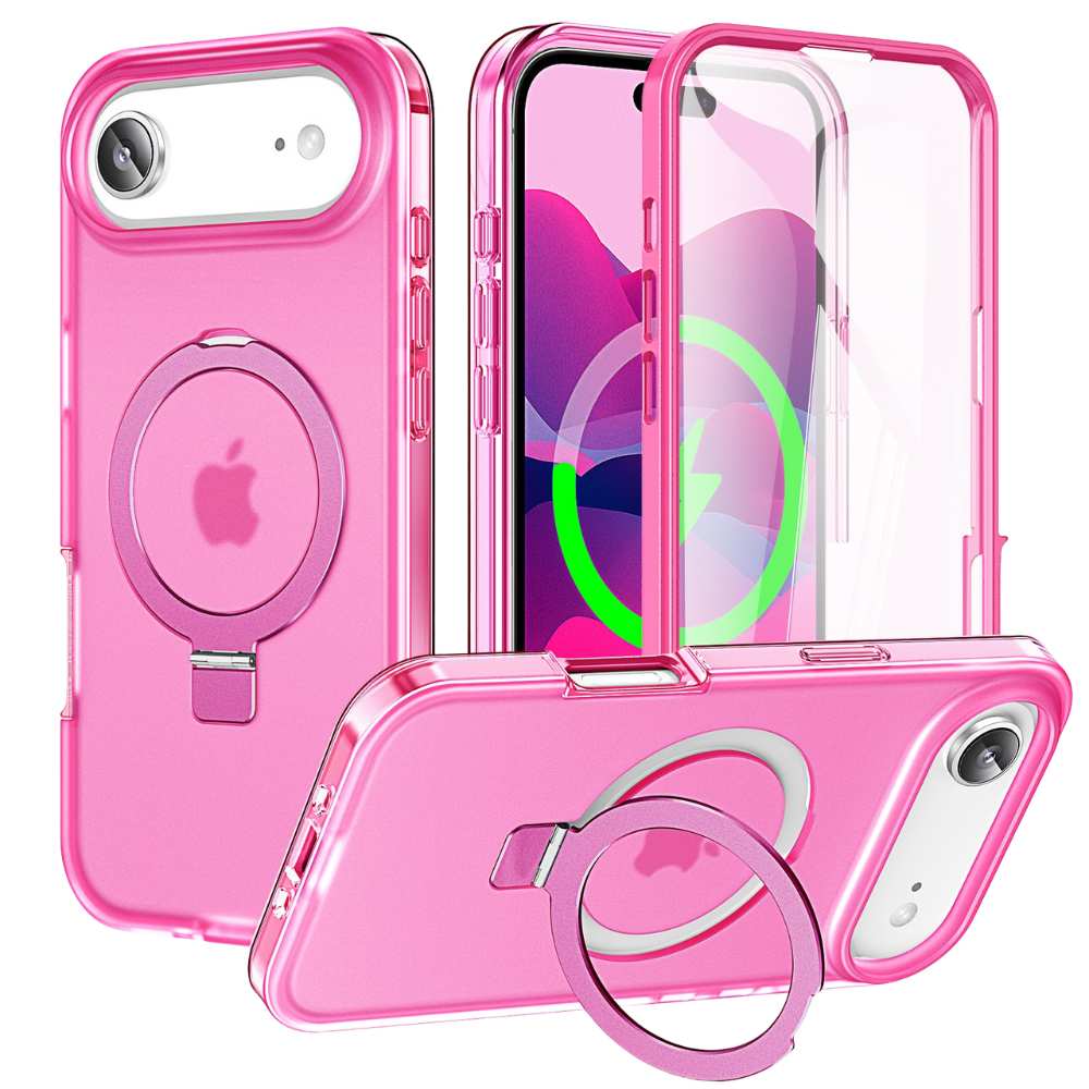Dives Shockproof Matte iPhone Case With Screen Protector And Ring Holder