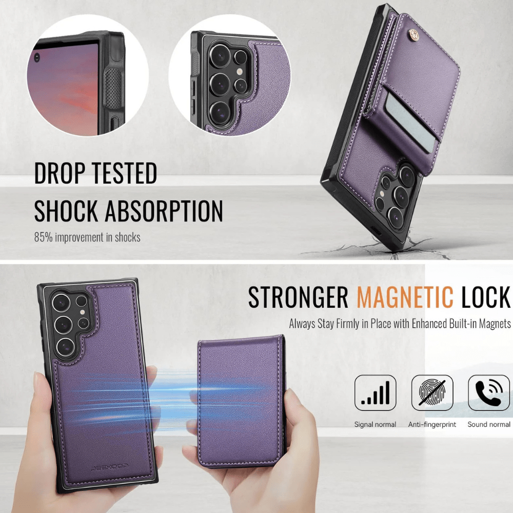 Pando Magnetic Leather Galaxy Wallet Case With Detachable Card Holder - Astra Cases