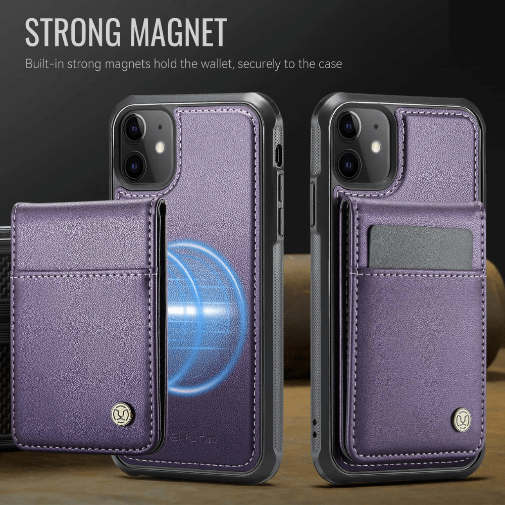 Pereo Magnetic Leather Wallet iPhone Case With Detachable Card Holder - Astra Cases