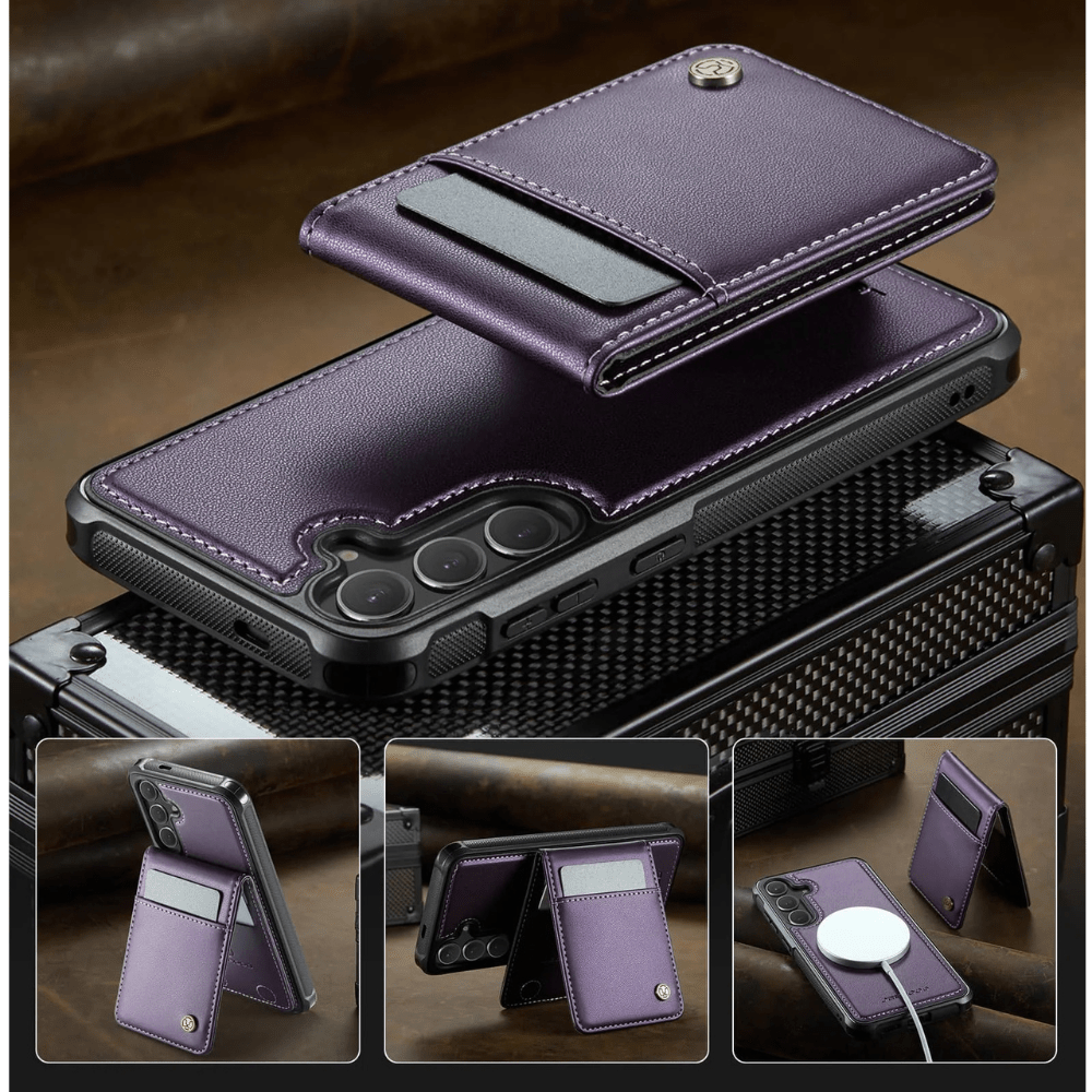 Prolix Magnetic Leather Wallet Galaxy Case With Detachable Card Holder - Astra Cases