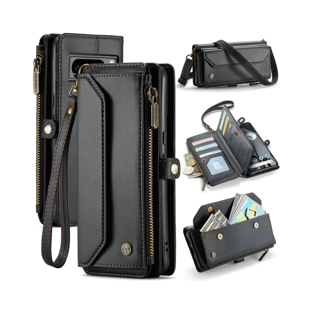 Tergo RFID Blocking Wallet Case With Crossbody Strap And Lanyard For Google Pixel - Astra Cases