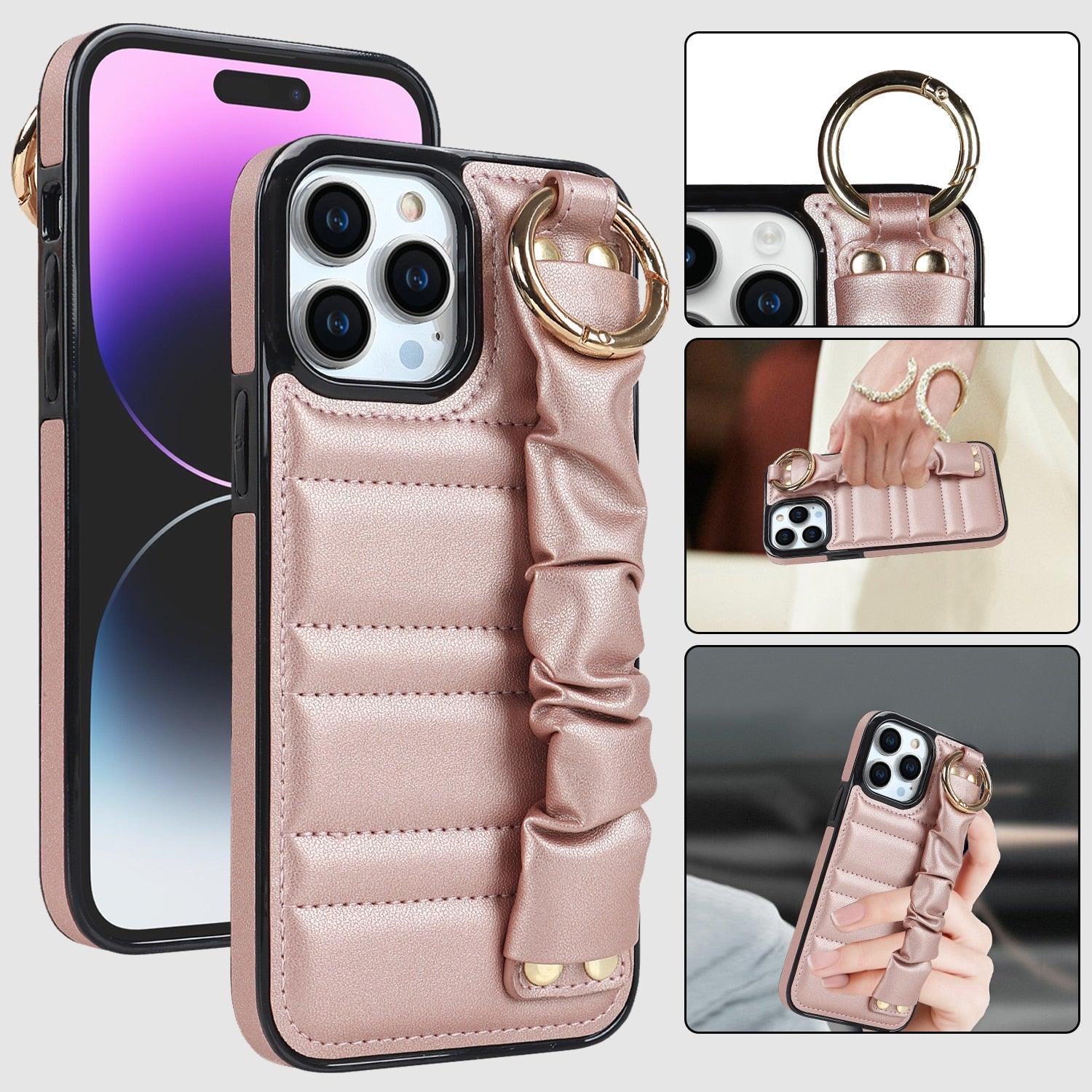 Alterna Luxury Leather iPhone Case With Wristband - Astra Cases SG