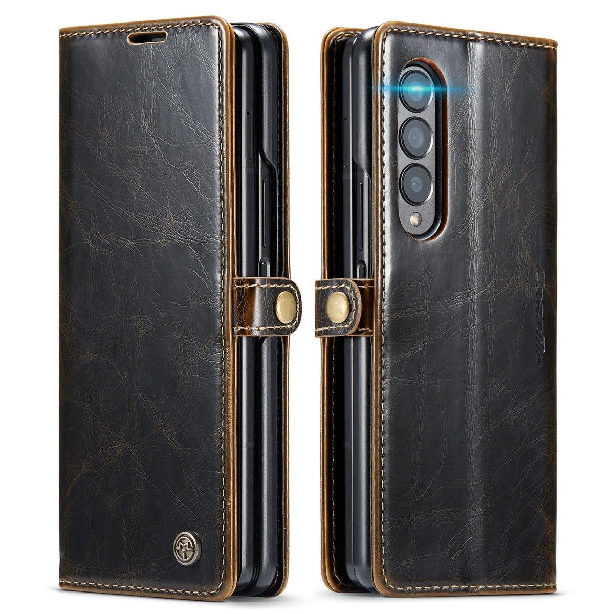 Demere Retro Leather Magnetic Wallet Case For Samsung Galaxy Z Fold 4 - Astra Cases