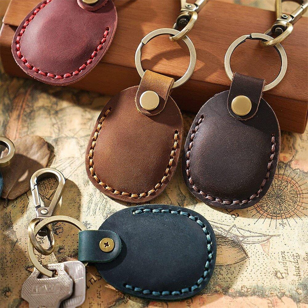 Emi Vintage Leather AirTag Keychain Case - Astra Cases