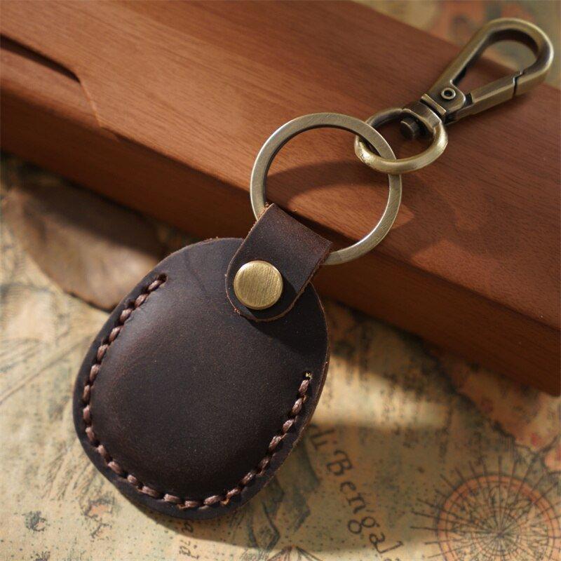 Emi Vintage Leather AirTag Keychain Case - Astra Cases