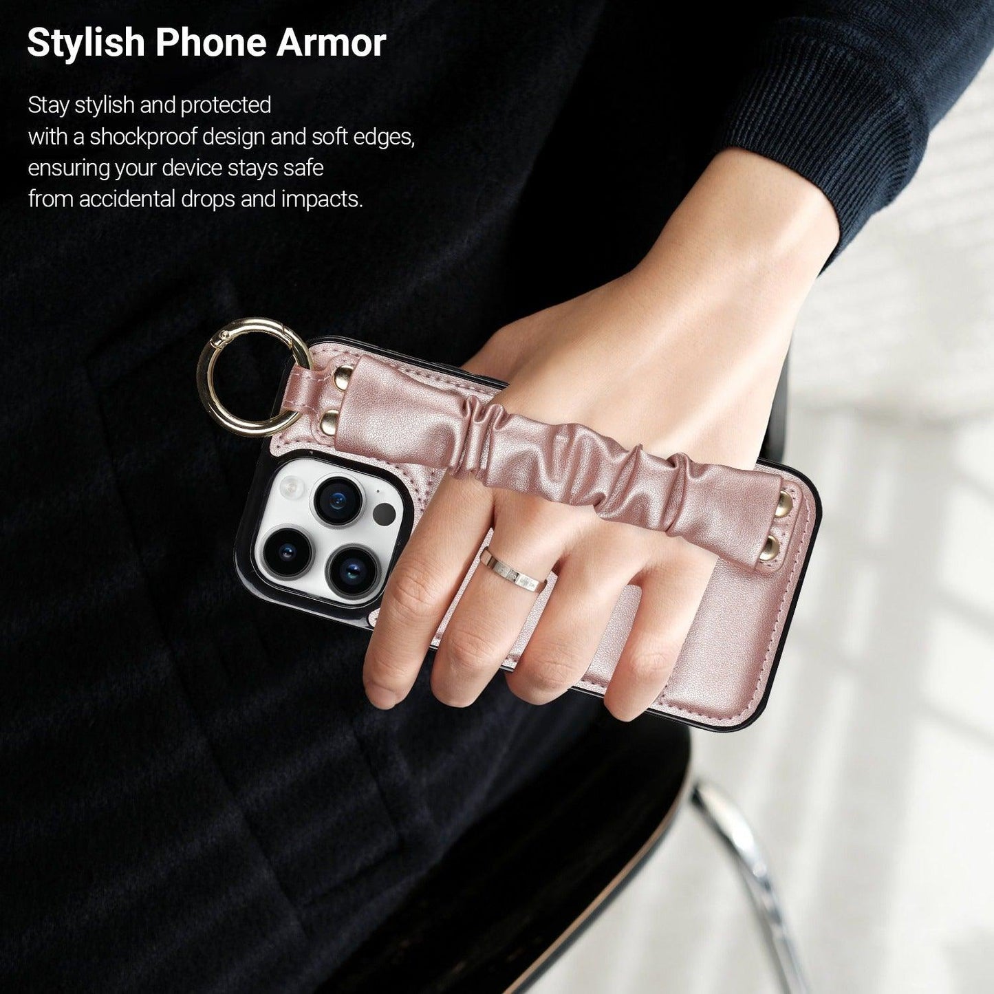 Alterna Luxury Leather iPhone Case With Wristband - Astra Cases SG