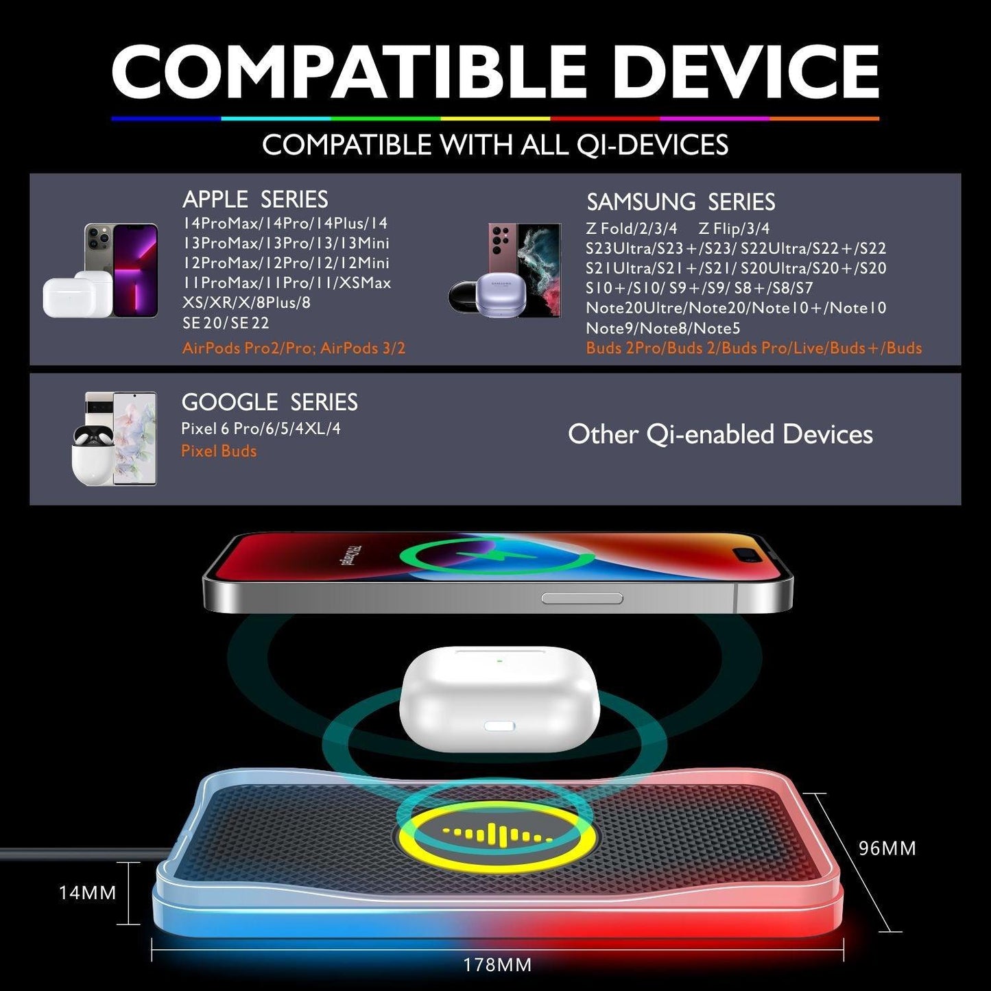 Converti Fast Charging Wireless Charging Pad With RGB LED - Astra Cases SG