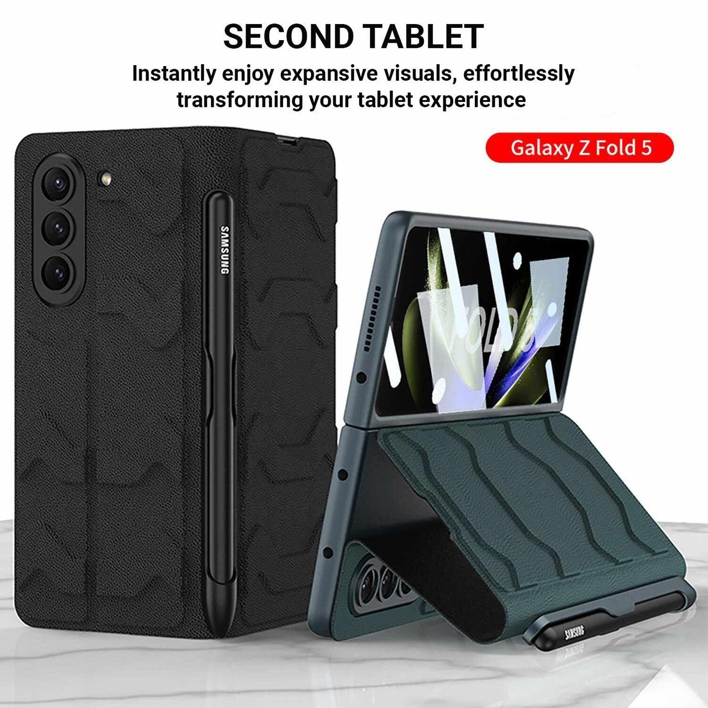 Tauri Leather Case for Galaxy Z Fold With Side Pen Slot - Astra Cases SG